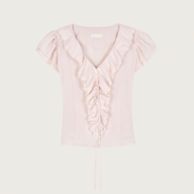 (교환) 클리시어 핑크로지 쉬폰 블라우스 s