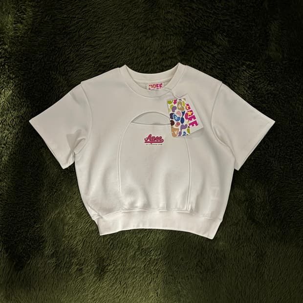 [S] AAPE 에이프 바이 베이프 크롭 스웻 탑 화이트