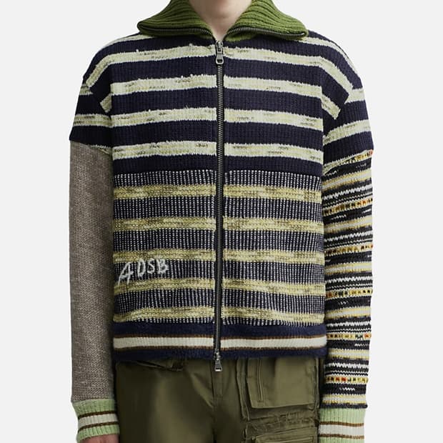 95) 앤더슨벨 패치워크 니트집업 