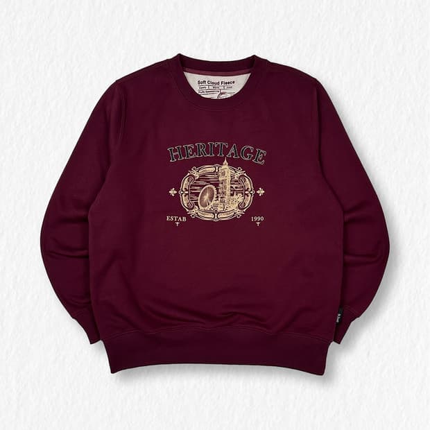 세인트스코트 기모 맨투맨 버건디