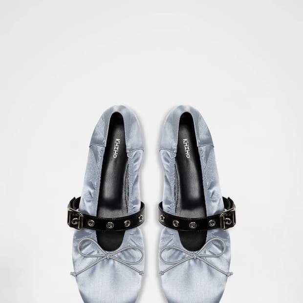 KHIHO SATIN SHIRRING BALLERINA FLATS