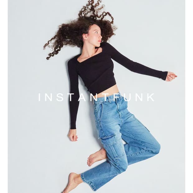 인스턴트펑크 스티치 카고 데님 팬츠 블루