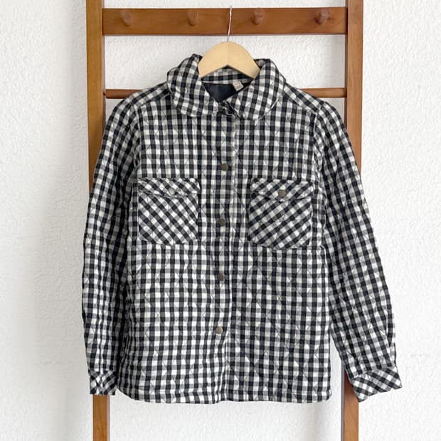 체크 모리 패딩 자켓