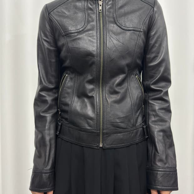 black leather jacket
