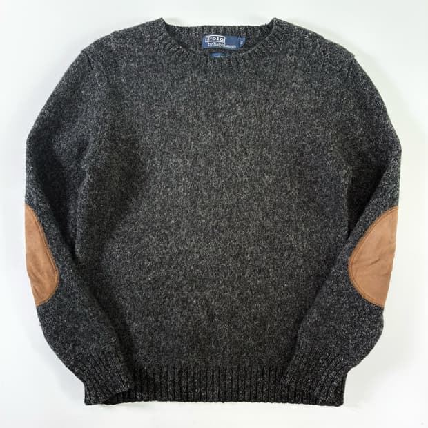 Polo  폴로 랄프로렌 차콜 울 엘보패치 니트 