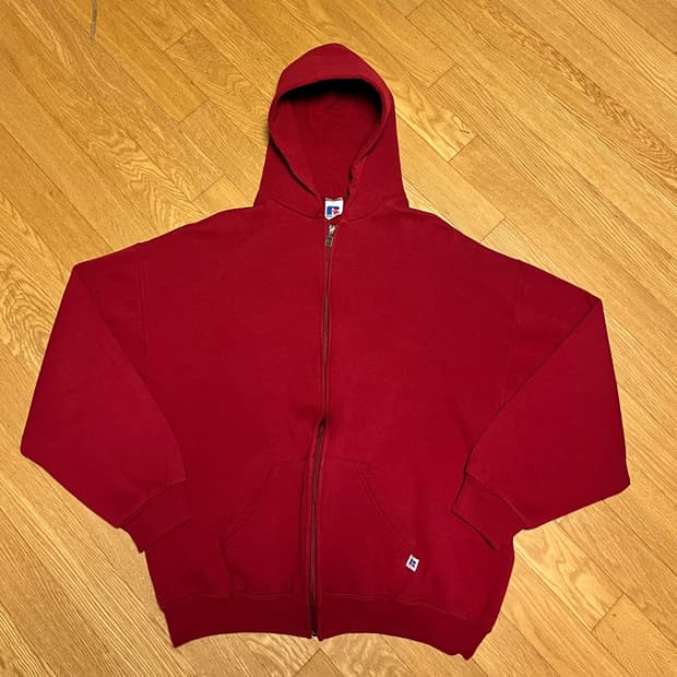 [XL] 90s 빈티지 러셀 후드집업 체리 레드