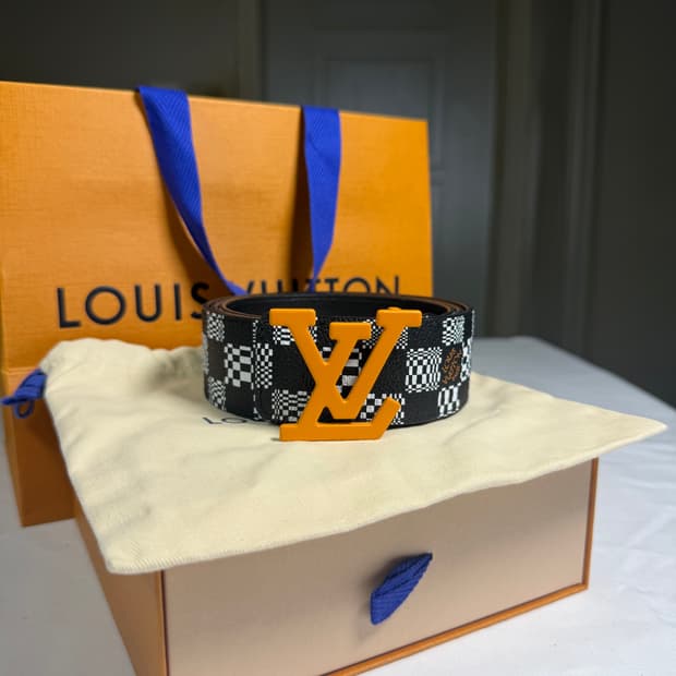 [20SS,풀구성] 루이비통 다미에 LV 디스토티드 리버서블 남성 벨트