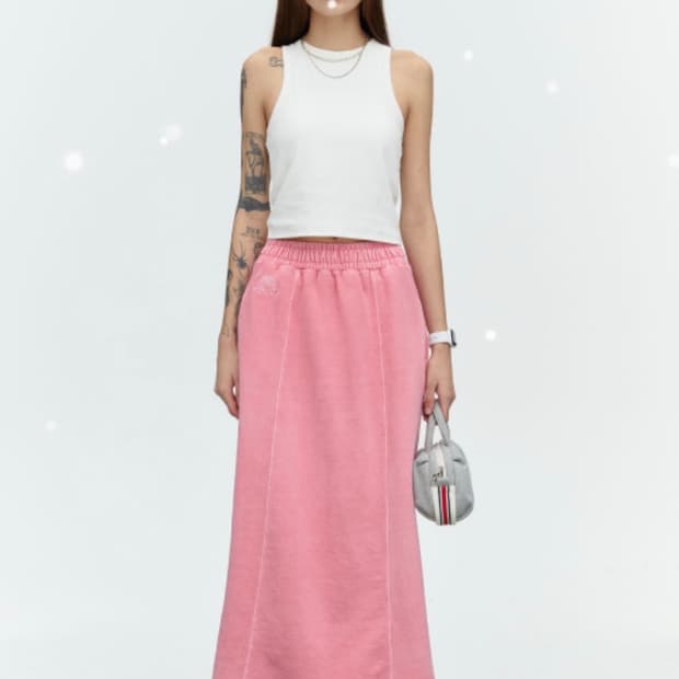 미나수 피그먼트 롱 스커트 (핑크)