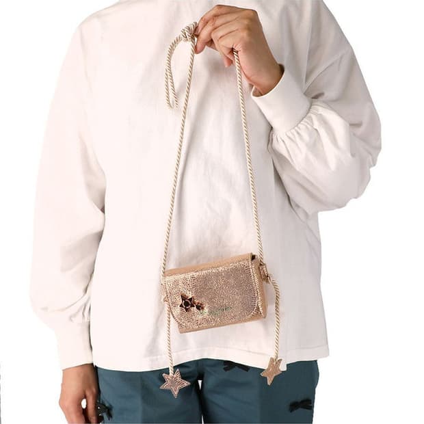 (새상품)츠모리 치사토 캐리 다이아몬드 스타 염소 가죽 숄더 백 미니 백