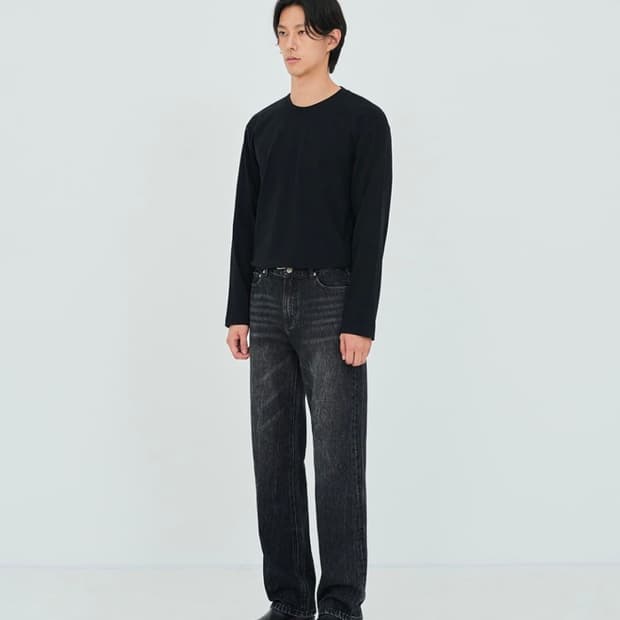 [50] 페이탈리즘 Crude wide fit jeans Black