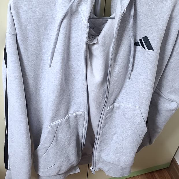아디다스 후드집업 기모 플리스 맨투맨 그레이