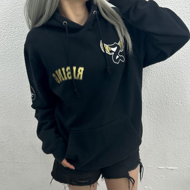 스투시 y2k 패치 블랙 후드 M