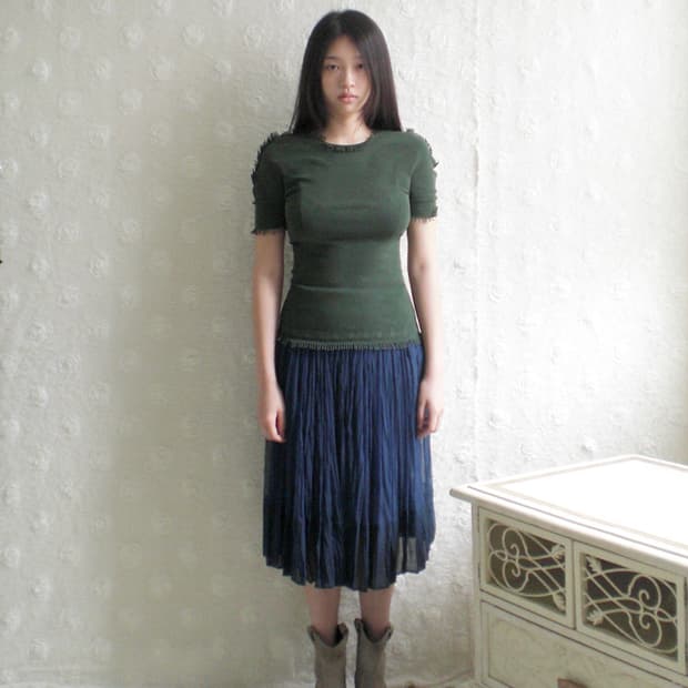 JIL SANDER pleated sheer silk skirt