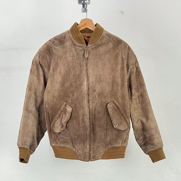 로트레아몽 맨 브라운 스테인 스웨이드 퀼팅 봄버 자켓