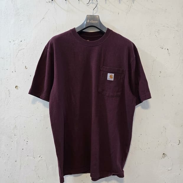(무배)칼하트 포켓 오리지날핏 반팔 티셔츠 버건디 M