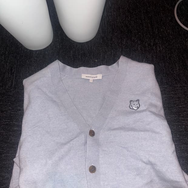 메종키츠네 폭스 헤드 가디건 L 그레이