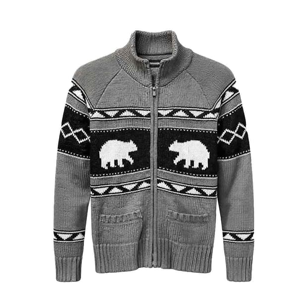 CANADA VINTAGE 코위찬 니트 가디건 베어 패턴 디테일 그레이