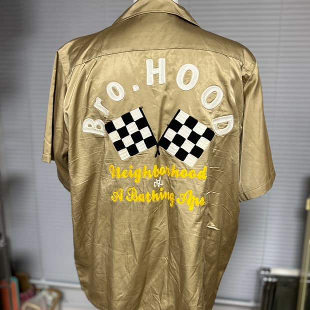 베이프 x 네이버후드 자수 레이온 볼링셔츠 xxl