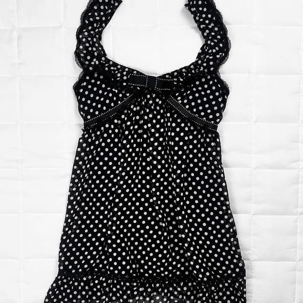 트랄라라 도트 리본 캐미솔 빈티지 리즈리사 세실맥비 라떼 히메 갸루