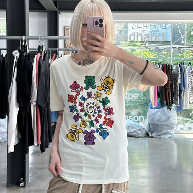 히스테릭 글래머 레인보우 퍽베어 그레이트풀 데드 반팔 티셔츠