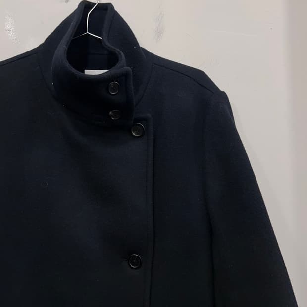 모흐 코리아 울 모직 플랫 하이넥 롱코트