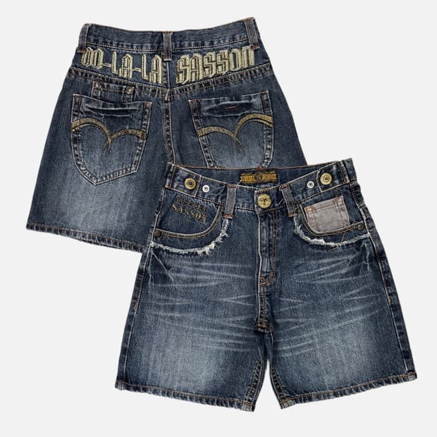 ebroidery logo denim shorts