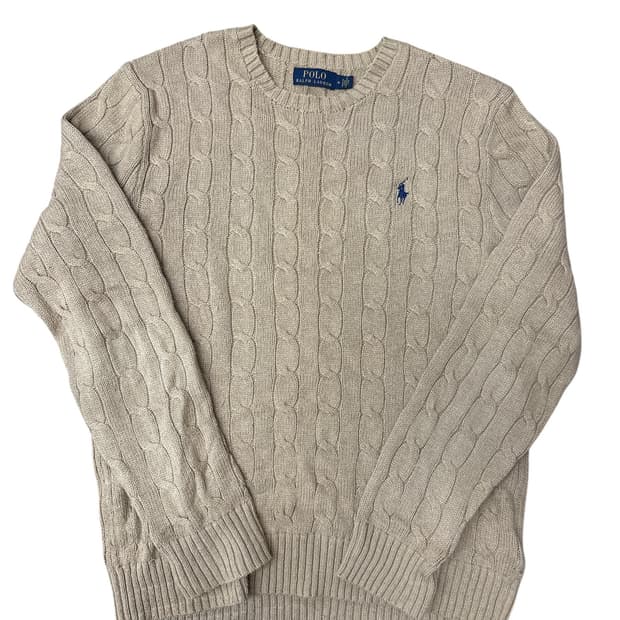 폴로(POLO) 꽈베기 케이블 베이지 니트 M