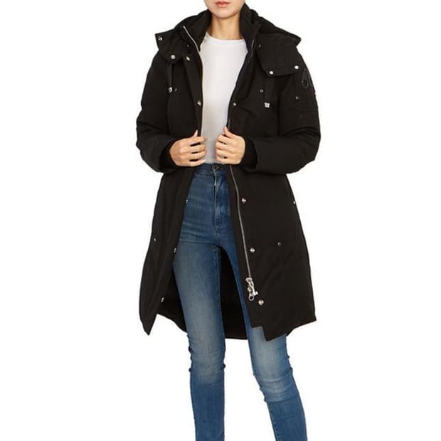 무스너클 여성 블랙패치 롱패딩(XS/44)