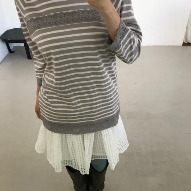vintage stripe pattern lace top