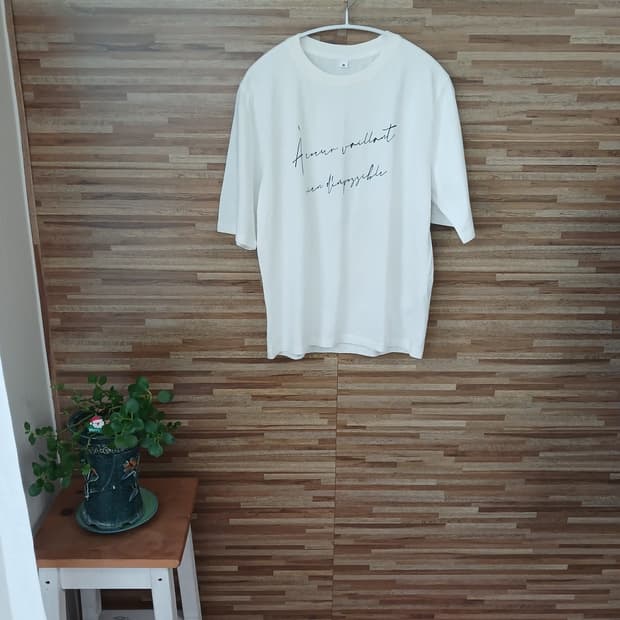 프랑스어 레터링 반팔티 