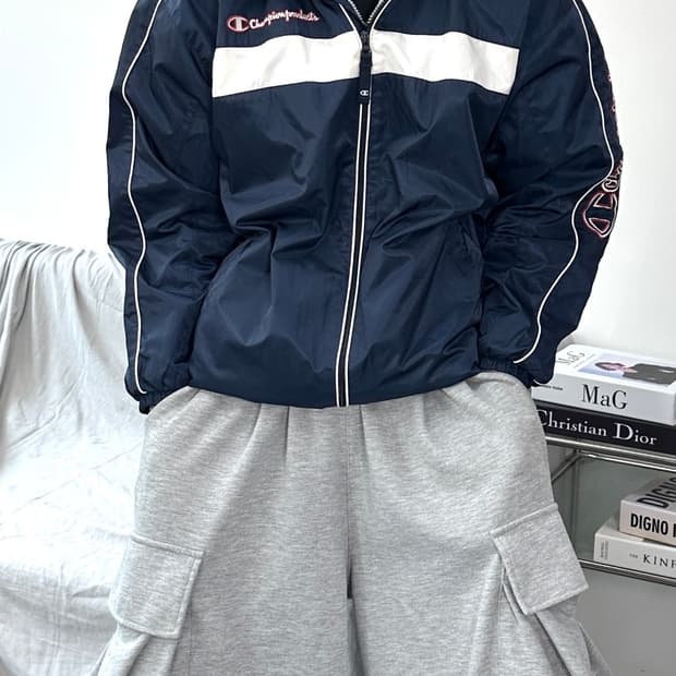챔피온 네이비 올드스쿨 바람막이 M