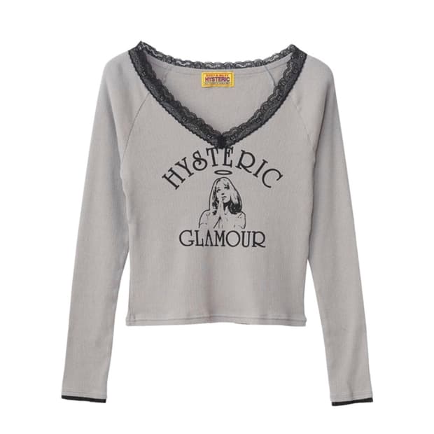 히스테릭 글래머 히스테릭 엔젤 숏 티셔츠 그레이