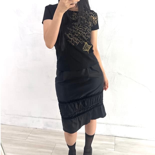 Gold Lettering Black half top