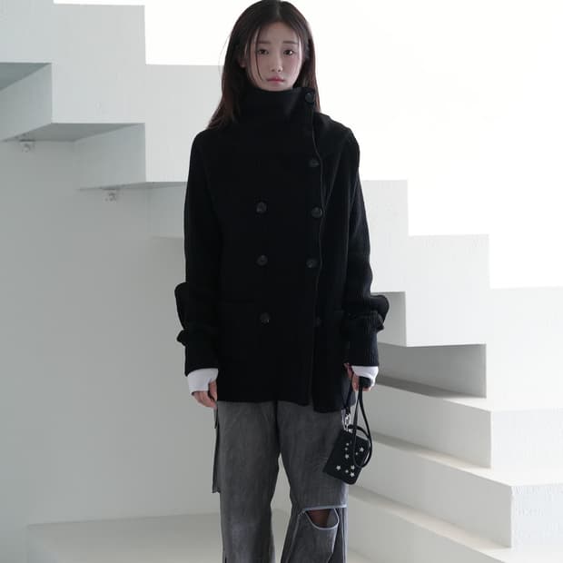 인앤양인하모니 Double button Cardigan, Black