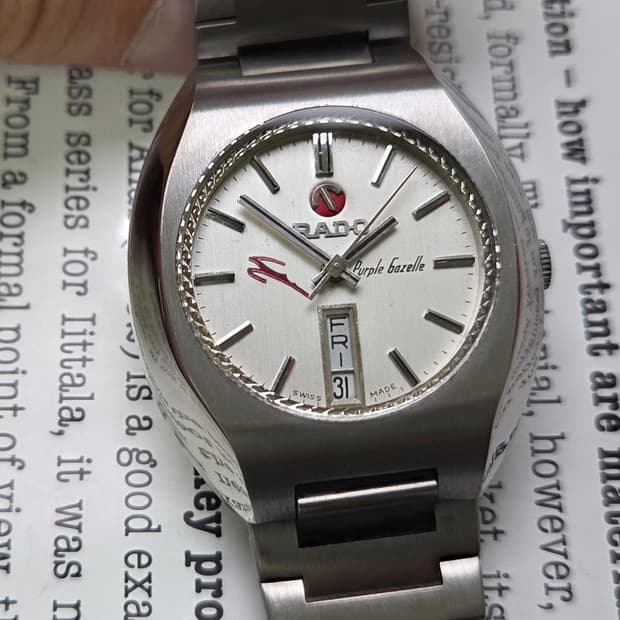 빈티지 라도 퍼플가젤 실버판 데이데이트 오토매틱 남성용 브레이슬릿 ver