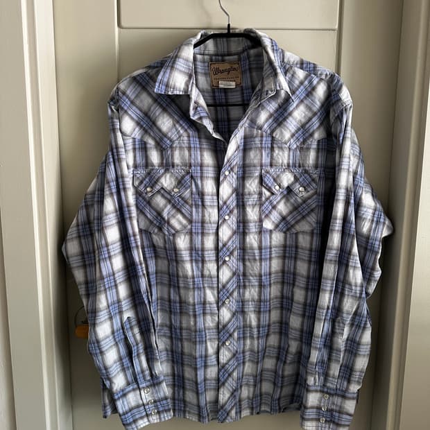 Wrangler 랭글러 웨스턴 체크 셔츠 블루