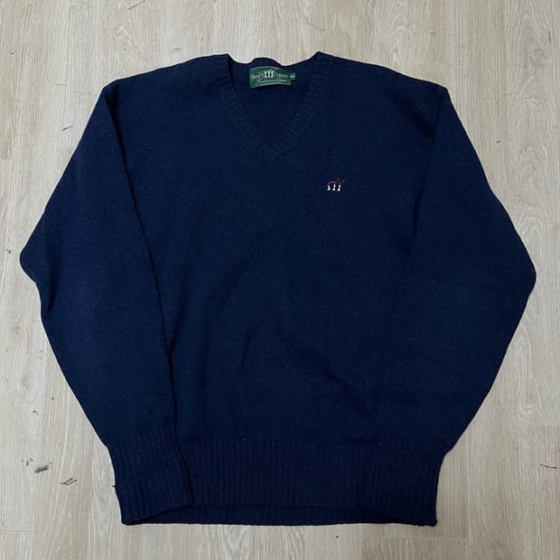 헨리코튼 골프웨어 로고 자수 브이넥 니트 [네이비] M/95