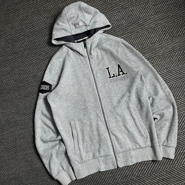 MLB LA 다저스 사이드 패치 그레이 후드집업y 4835