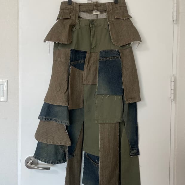 핸드메이드 데님 롱스커트