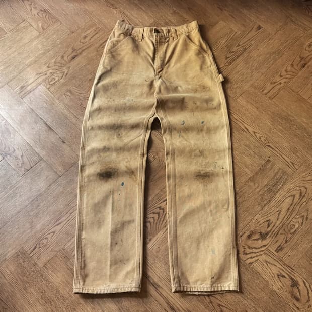 [31]칼하트 Made in USA 더티 페이딩 브라운 싱글니 워크 팬츠