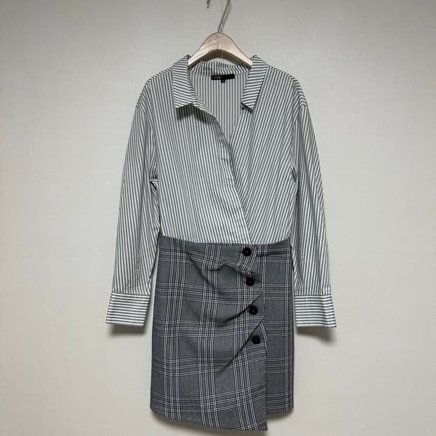 마쥬 셔츠 스커트 일체형 원피스