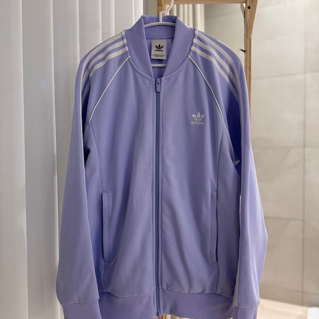 아디다스 연보라색 오버핏 져지 트랙탑