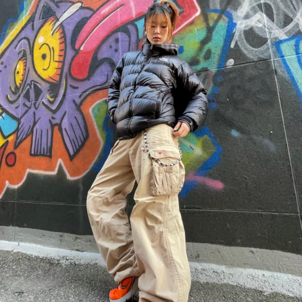 노스페이스 경량 패딩 너드 스트릿 코디 세트