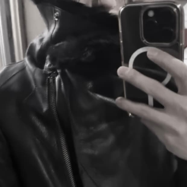 헬무트랭 하이넥 레더 레빗퍼 리버시블 자켓