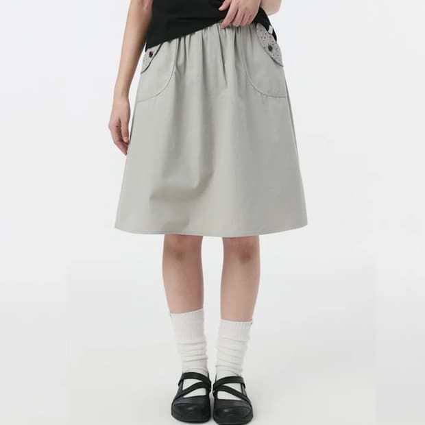 오헤시오 FLORAL POCKET BANDING MIDI SKIRT