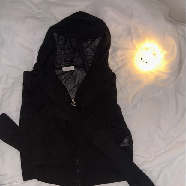 ason nadia summer knit zip-up black