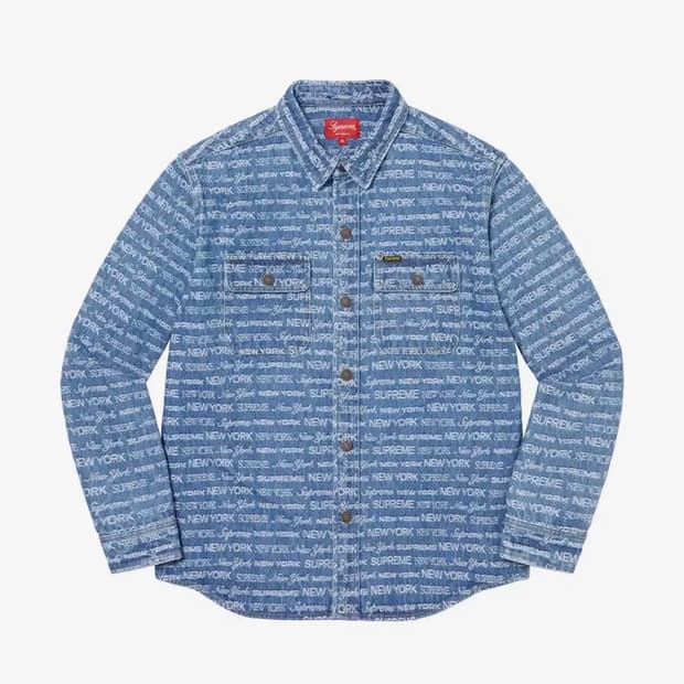 L) 슈프림 멀티 타입 자카드 데님 셔츠 블루 - 22FW