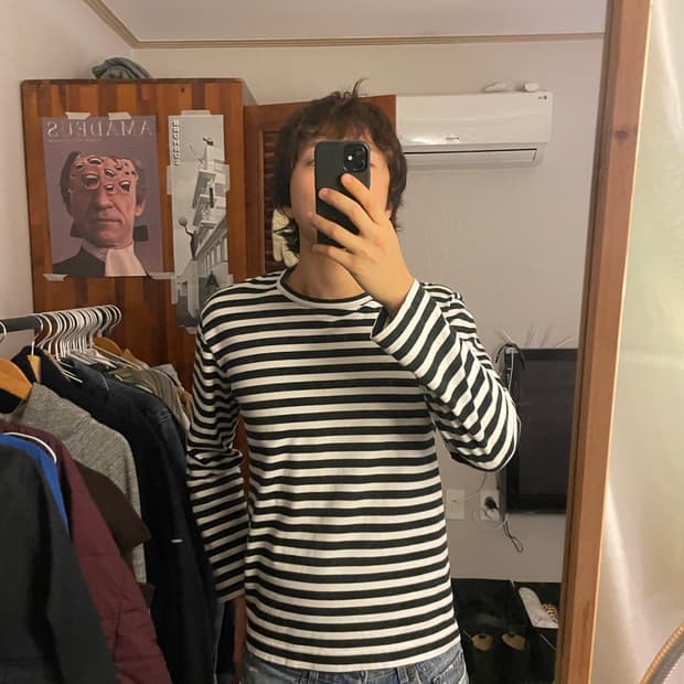 꼼데가르송 스트라이프 긴팔티셔츠 m