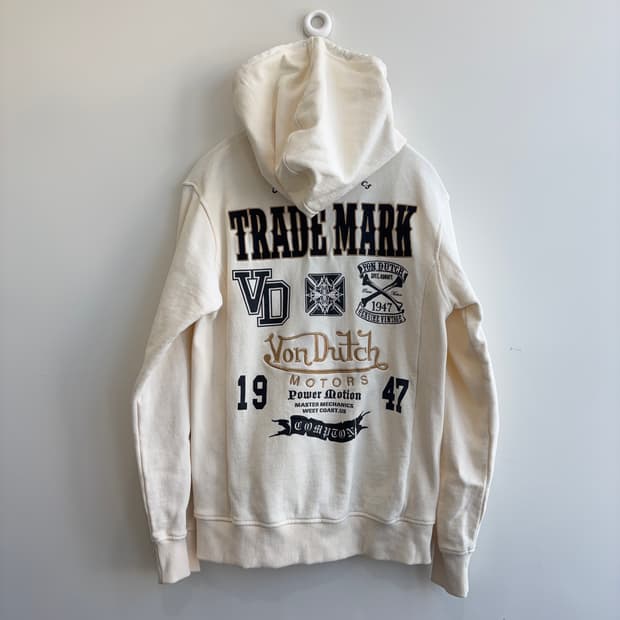 VON DUTCH 뒤판 자수 포인트 아이보리 후드집업