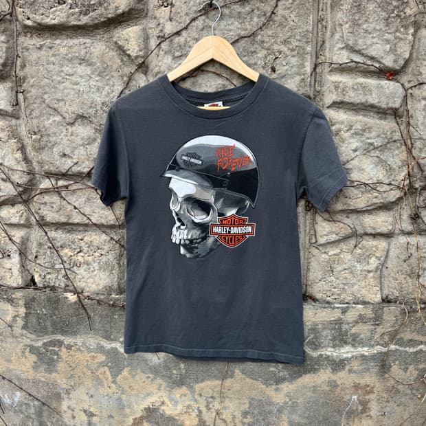 할리데이비슨 빈티지 스컬 프린팅 반팔 티셔츠 s